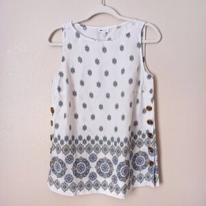 J. Jill Linen Boho Top Women's XS Button Detail Sleeveless Tunic Blouse
